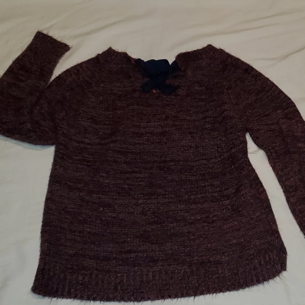 LOFT sweater purple. Bow